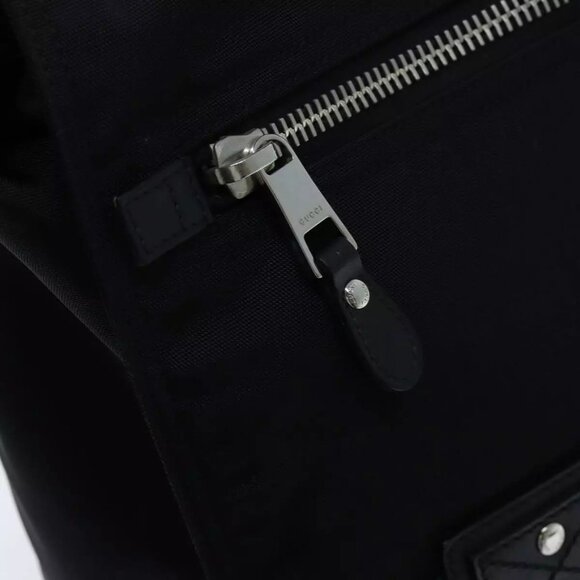 GUCCI Web Sherry Line Backpack Nylon Black Green Red - Picture 3 of 16